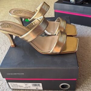 Vince Camuto | ASLEE 2 Strap GOLD METALLIC LEATHER leather Size 8M NEW